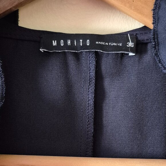 MOHITO - Ruffle Tie Waist Mini Dress Steel Blue - Picture 6 of 7